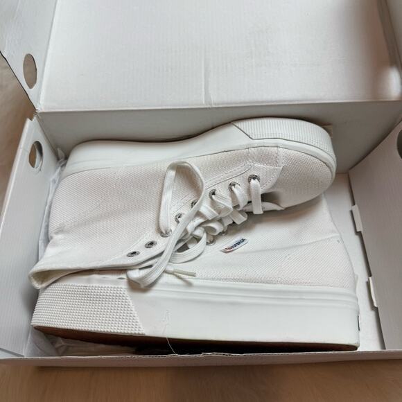 Superga 2705 HI TOP White S3111MW High Top Lace Up Canvas Sneakers - Picture 7 of 8